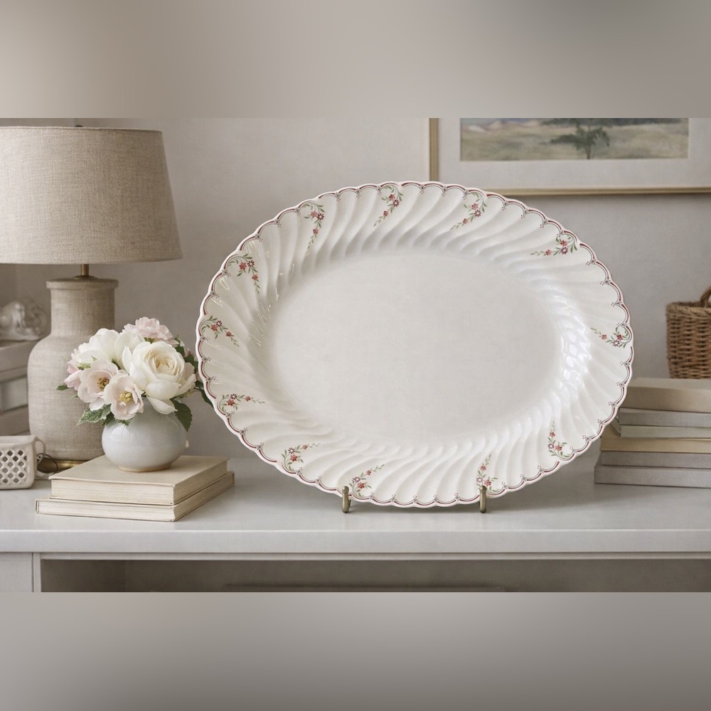 Wedgwood “Pink Garland” Oval Serving Platter | Made in England | 15.2”